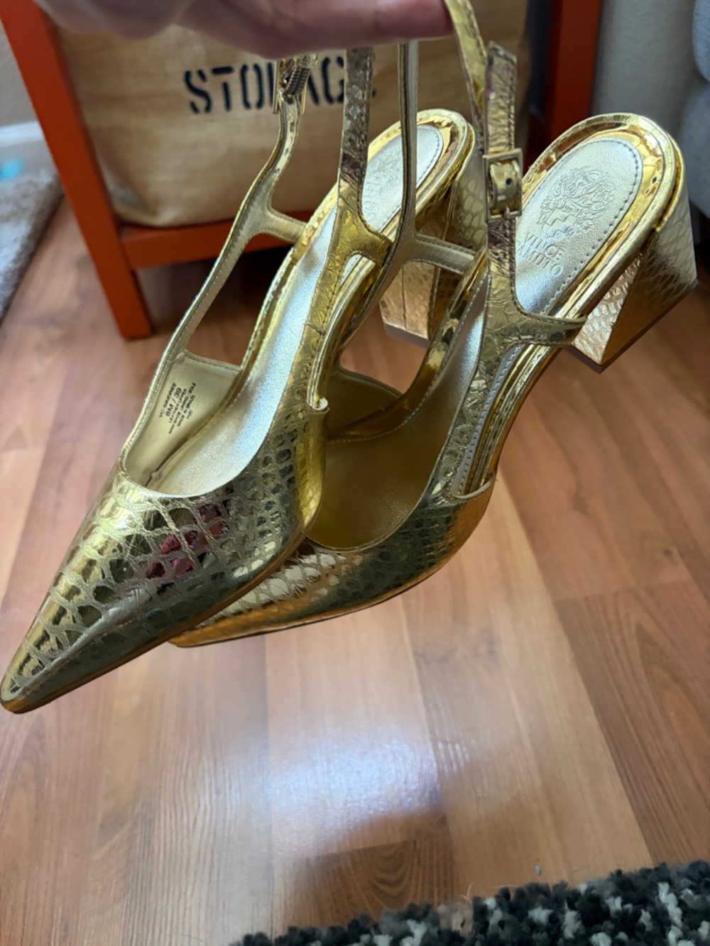 Vince Camuto Gold Pointed Slingback Pumps - Picture 3 of 3